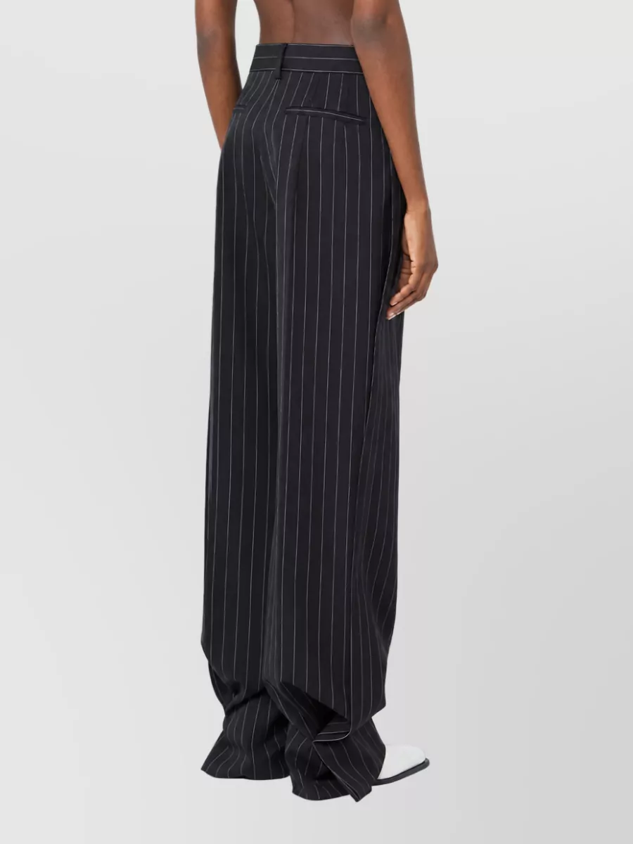 Sportmax Pinstripe Low-Rise Wide-Leg Virgin Wool Suit Trousers
