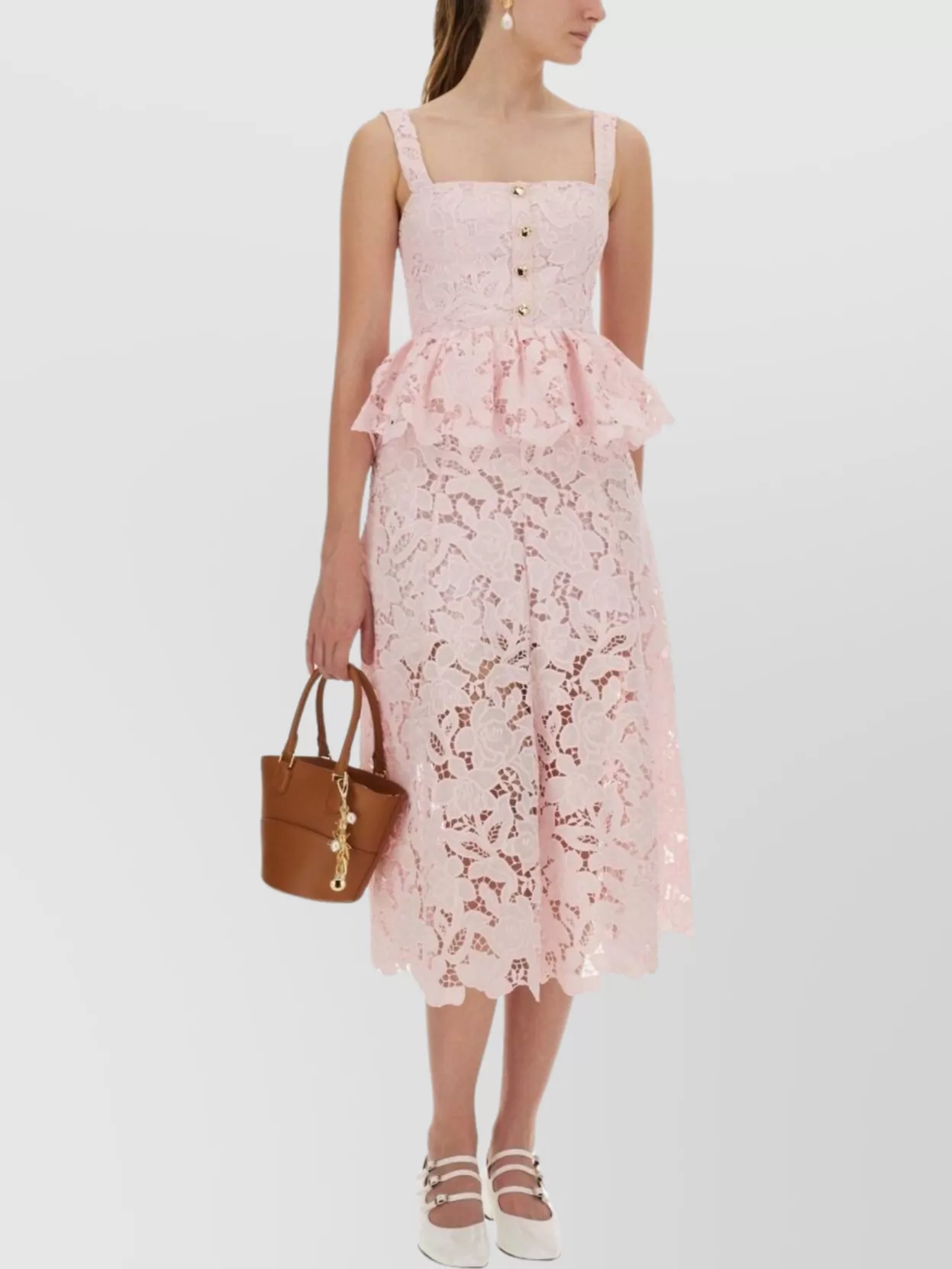 Self-Portrait Lace midi dress with detachable waist belt
