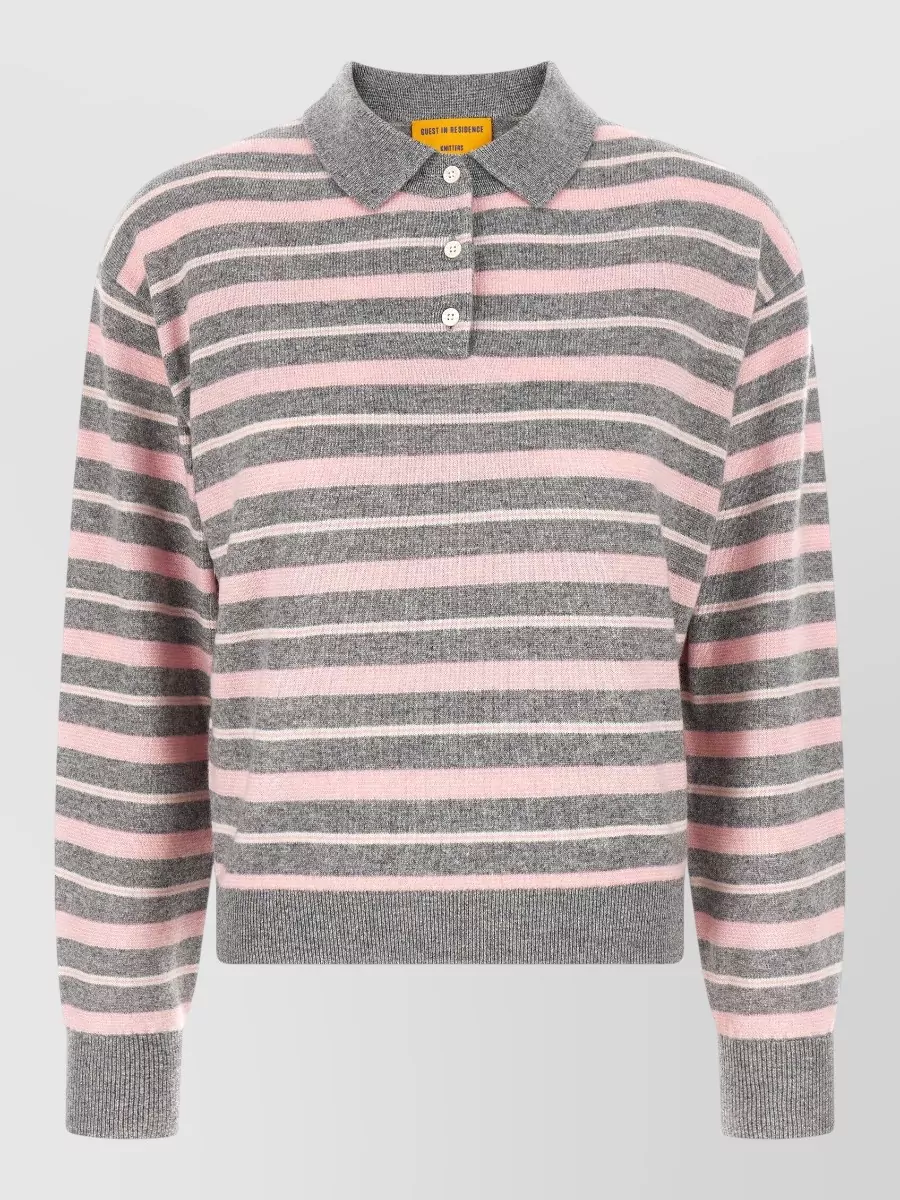 Guest In Residence Cashmere striped long-sleeve polo sweater
