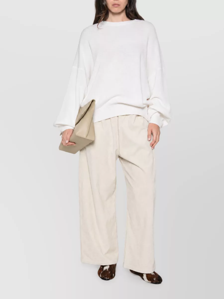 Apuntob Cotton Corduroy Wide Leg Drawstring Trousers