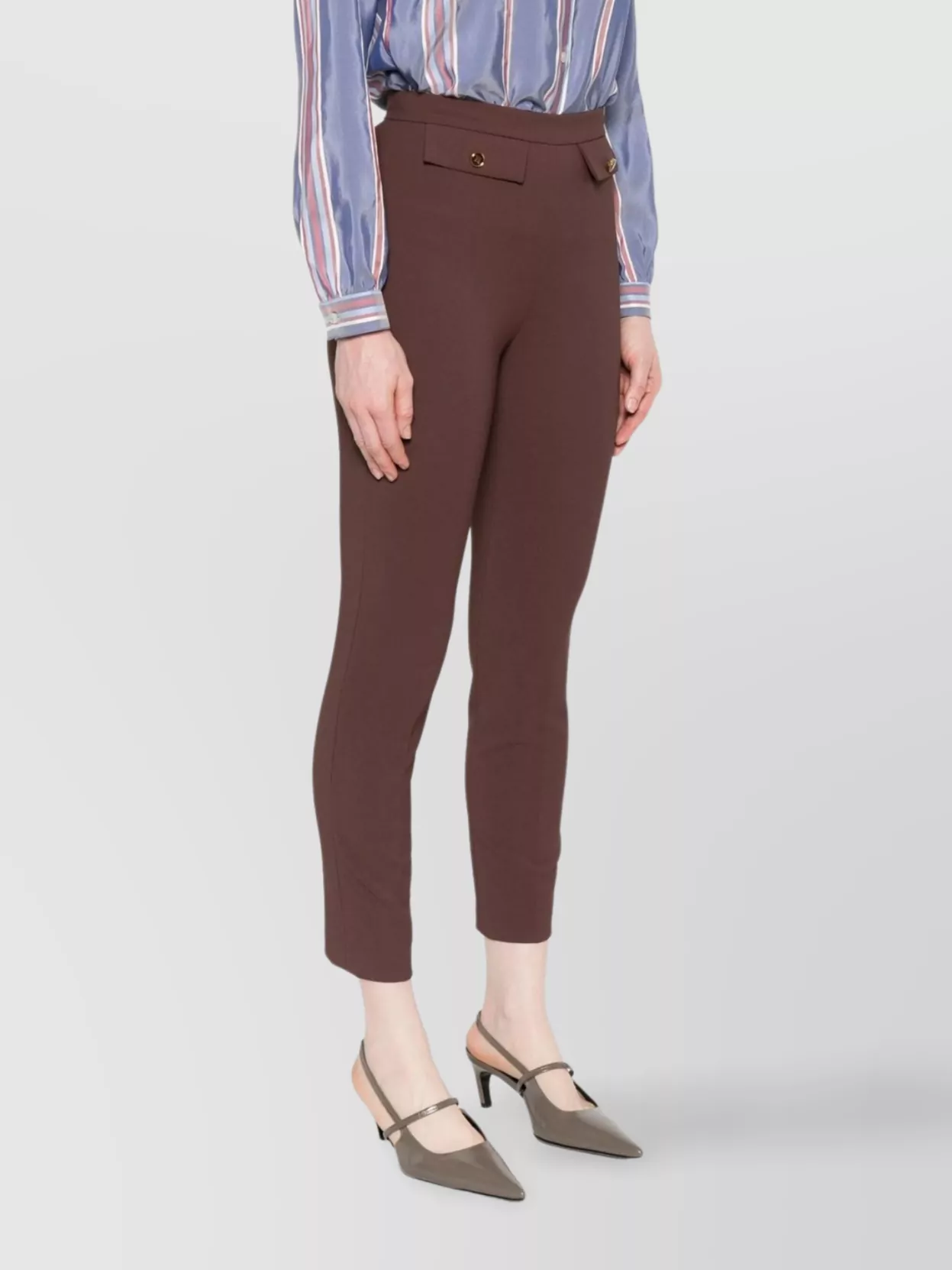 Elisabetta Franchi Cropped Trousers With Belt Loops And Buttoned Pockets In Burgundy