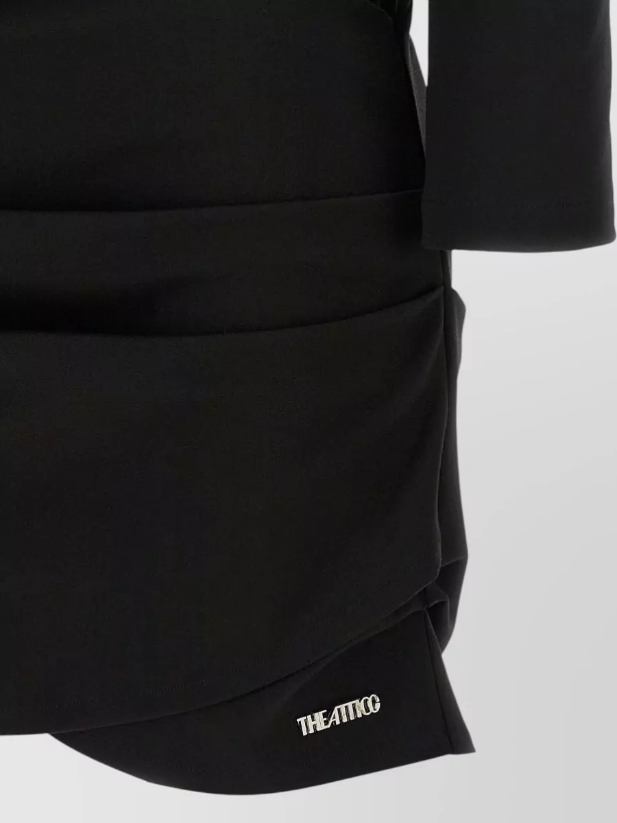 The Attico Asymmetric Draped Long-Sleeve Mini Dress