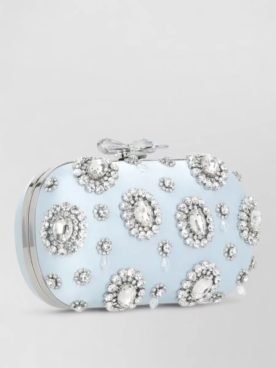Self-Portrait Diamante Satin Crystal-Embellished Clutch Bag
