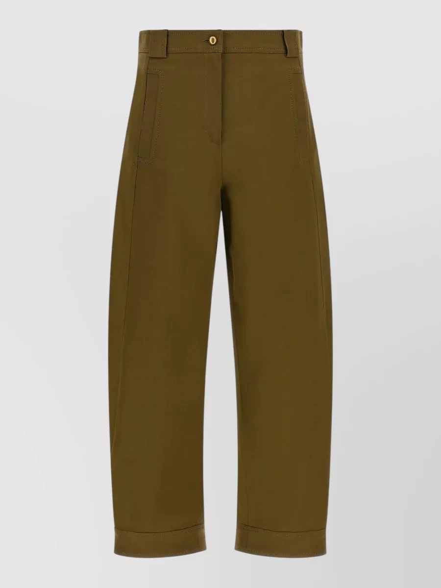 Max Mara cotton canvas cropped barrel-leg trousers