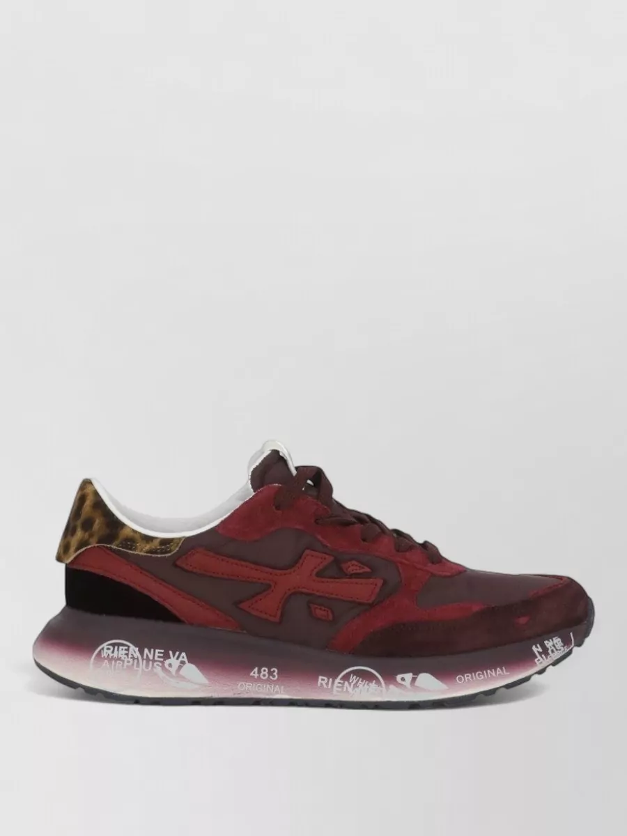 Premiata Low Sneakers Animalier Heel Detail Suede