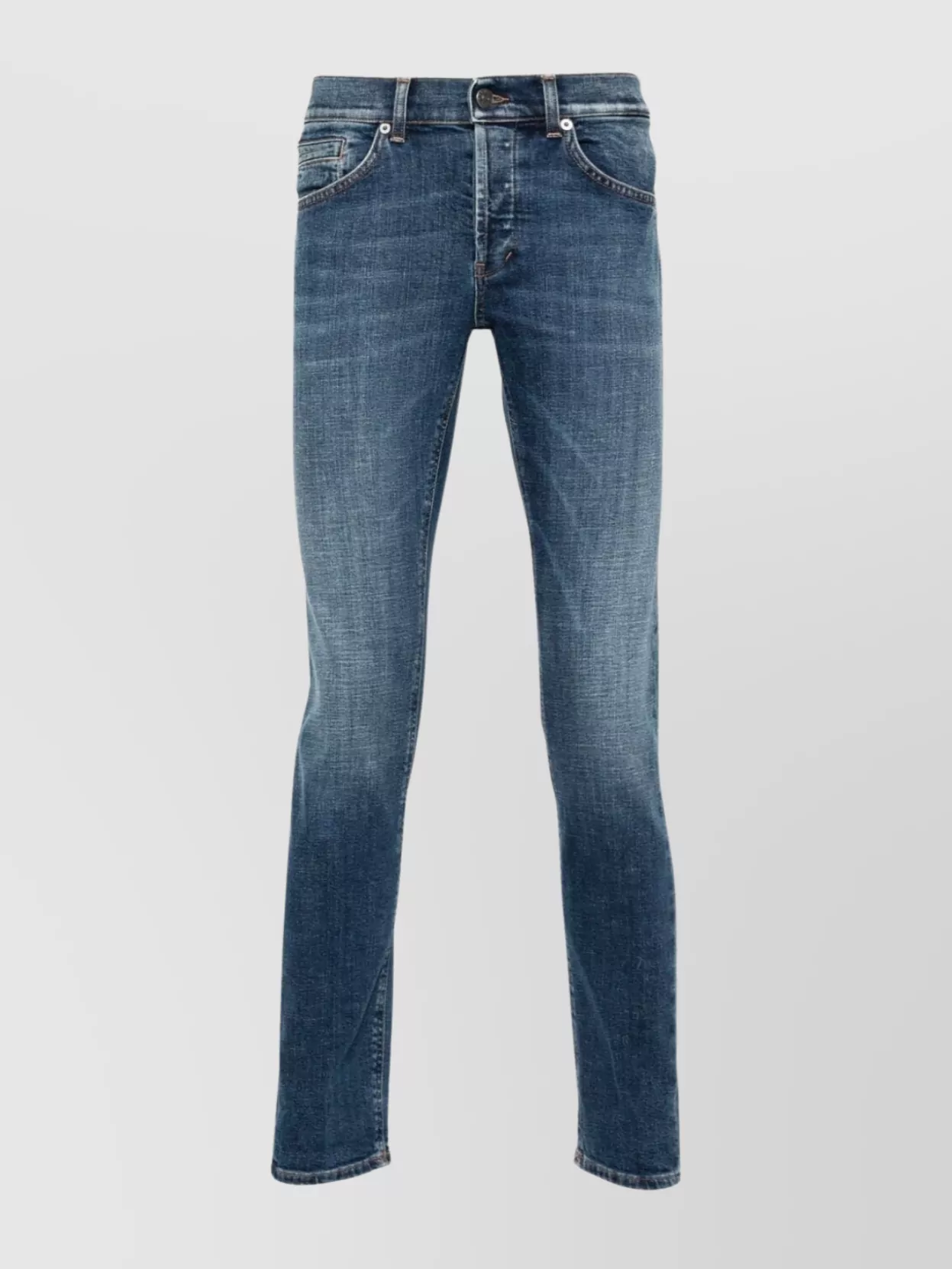 Dondup Organic Stretch Denim Trousers With Rolled Cuffs