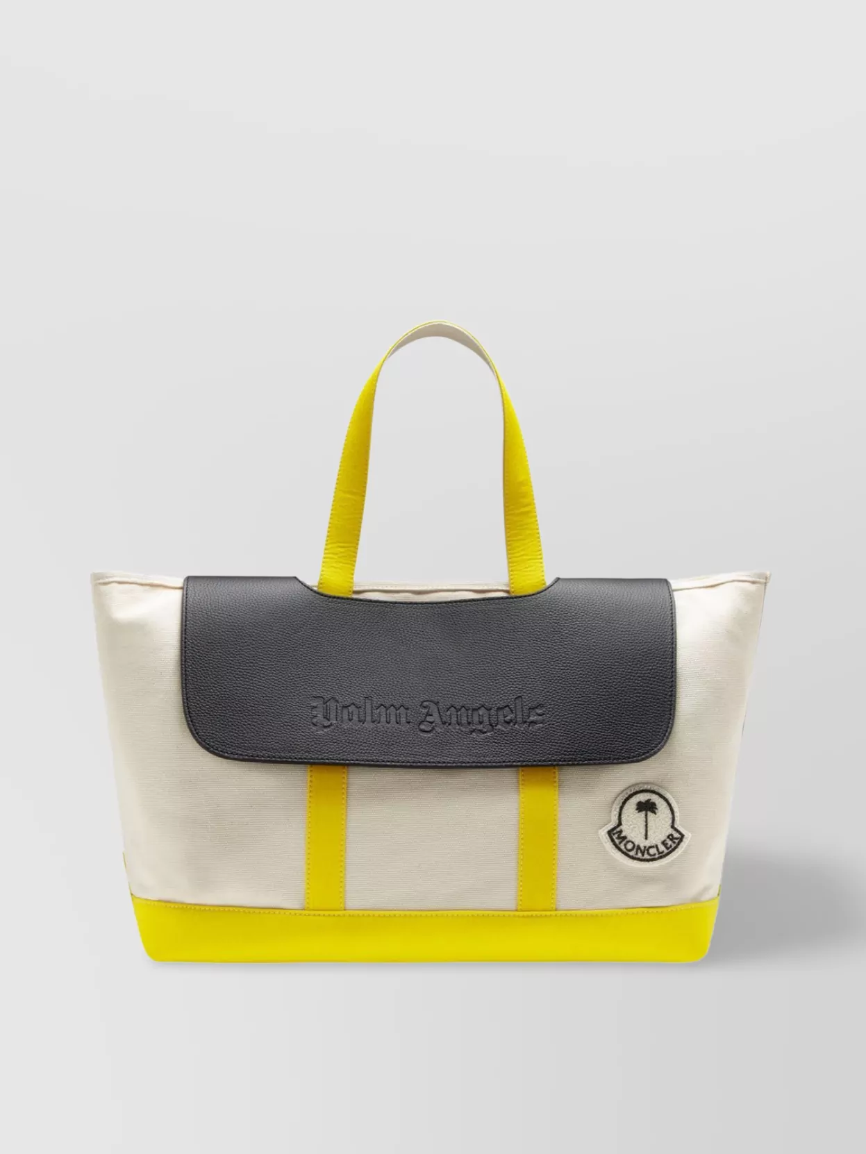 Shop Moncler Genius Versatile Leather Flap Tote Bag In Cream