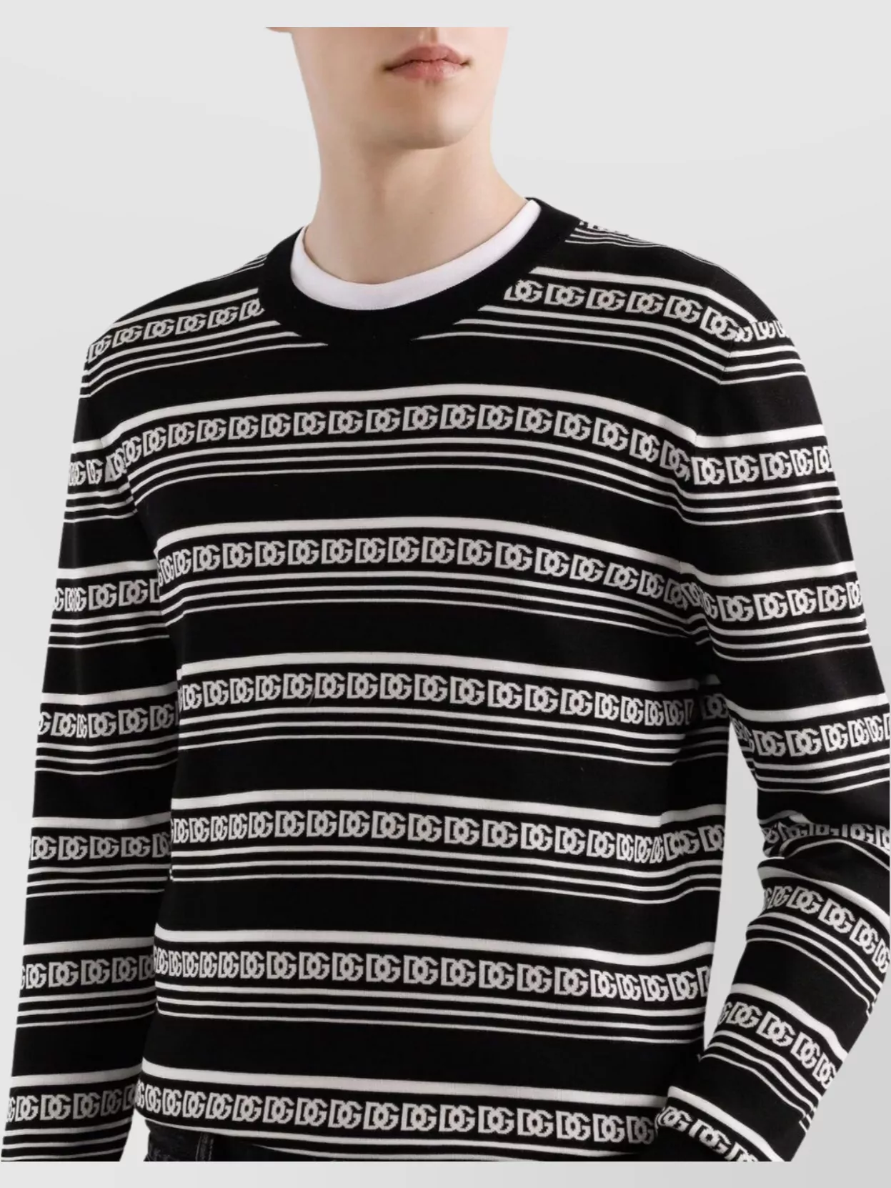 Dolce&Gabbana Logo Crew Neck Sweater Striped Pattern