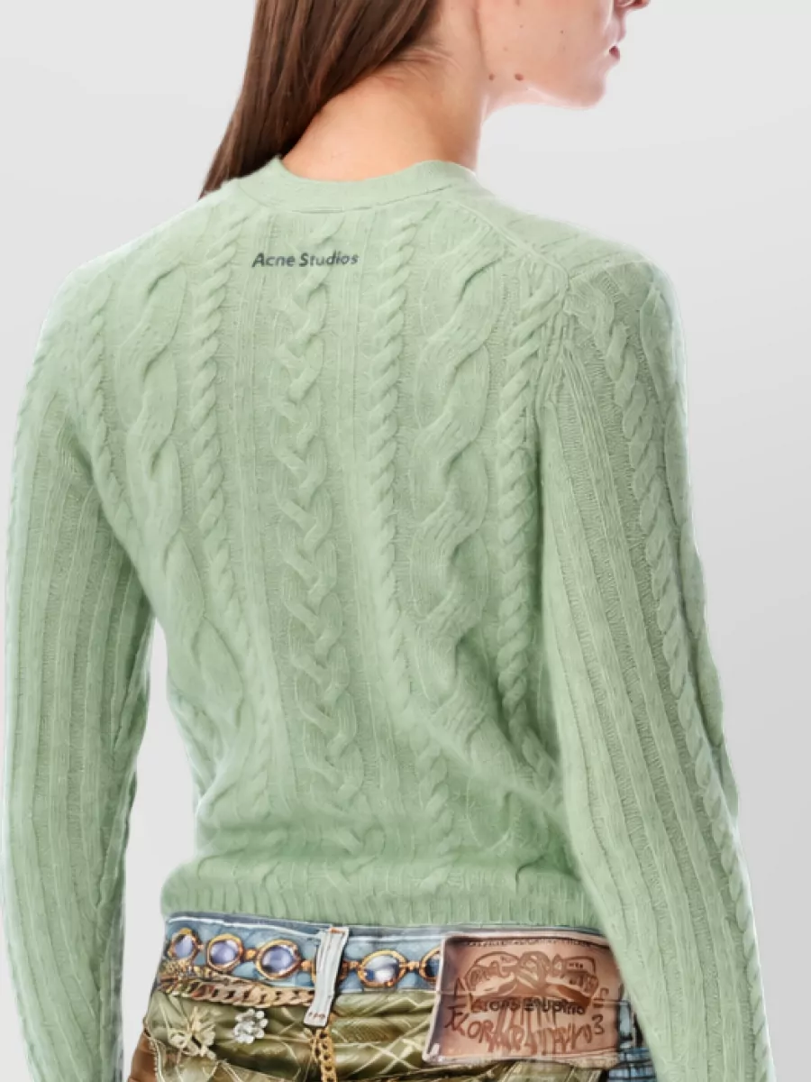 Acne Studios Cashmere Cable-Knit Fitted V-Neck Cardigan