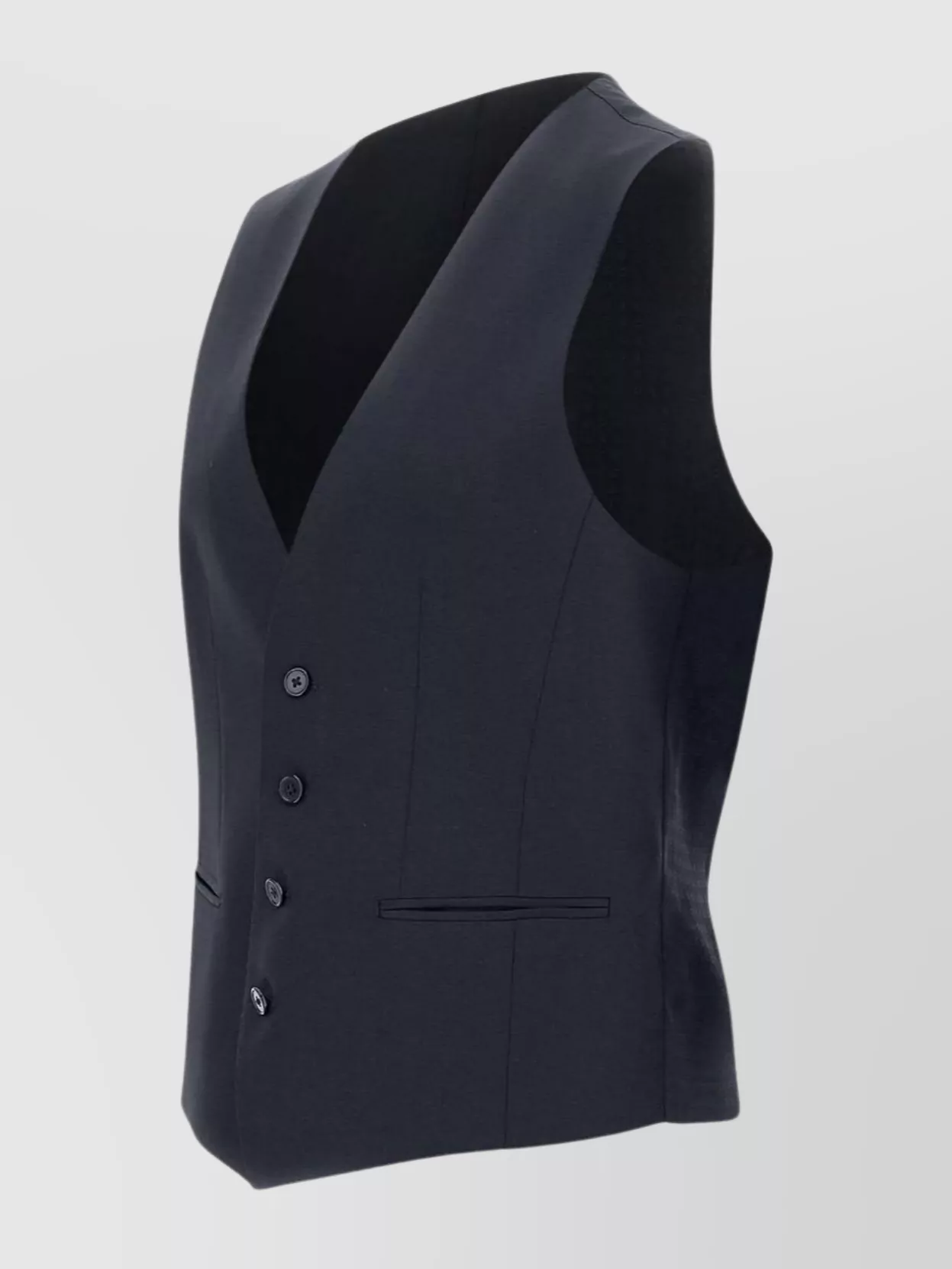 Shop Hugo Boss Wool Vest Front Pockets