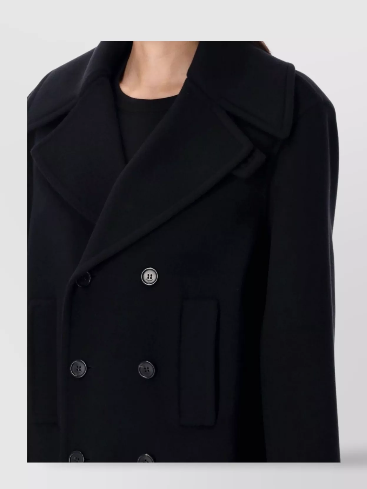 Saint Laurent Wool Peacoat Wide Lapels
