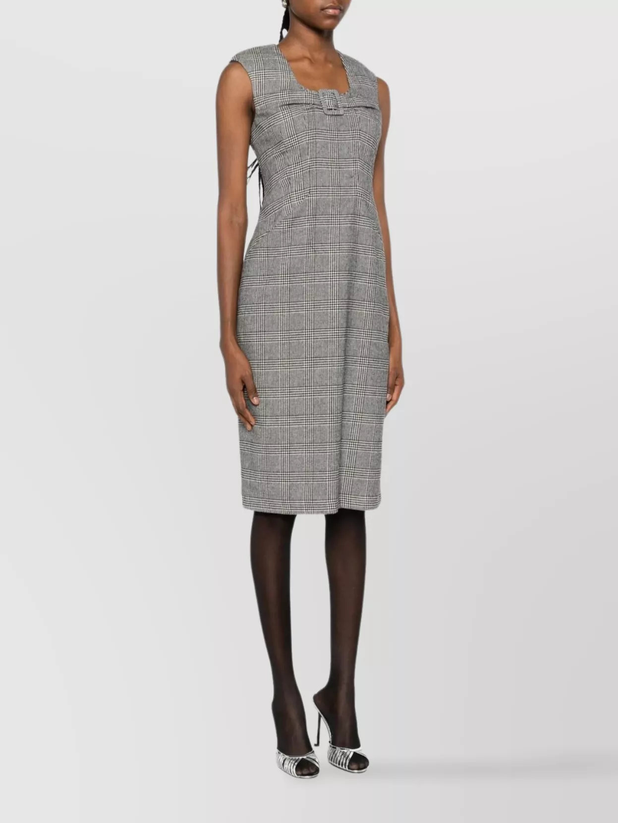 Ermanno Firenze Sleeveless Knee-Length Dress Bow Detail