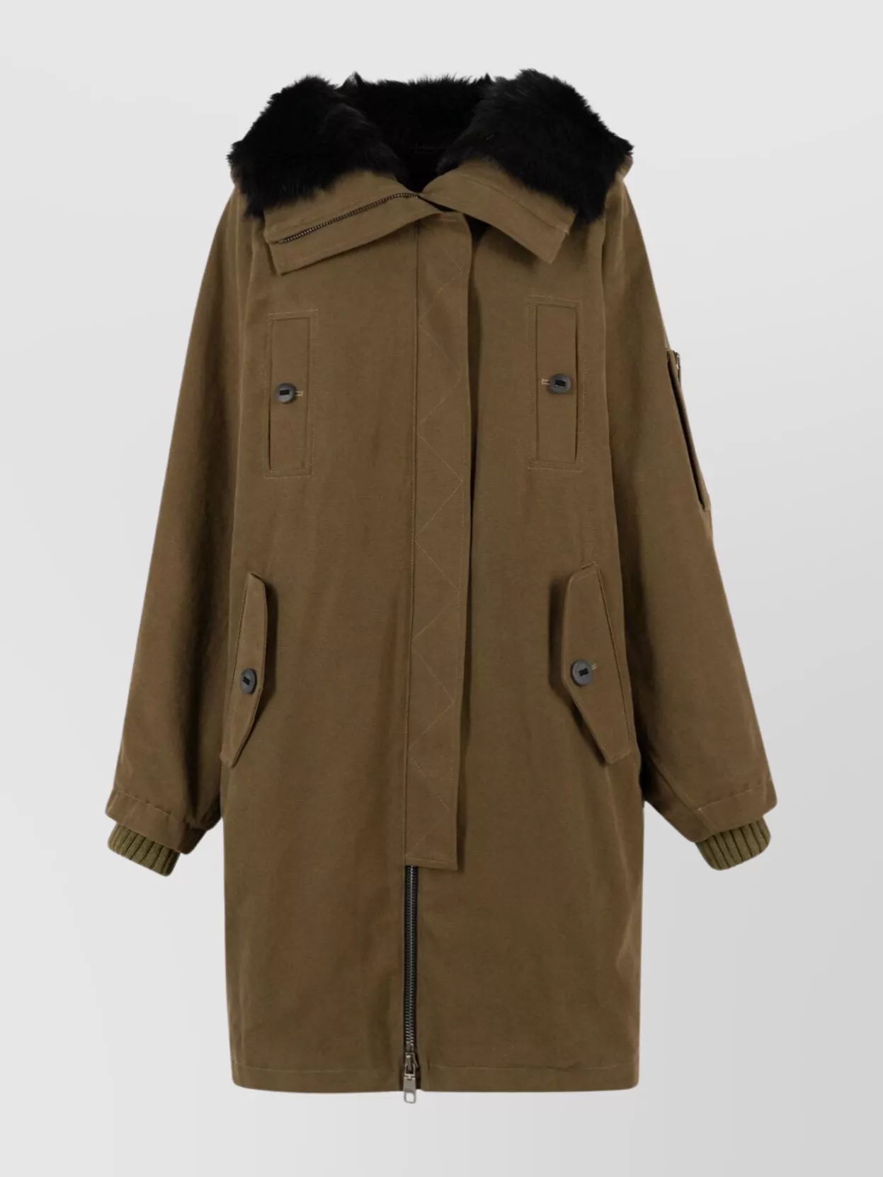 Dolce & Gabbana Hooded Cotton Parka Fur Trim Long Sleeves In Multi