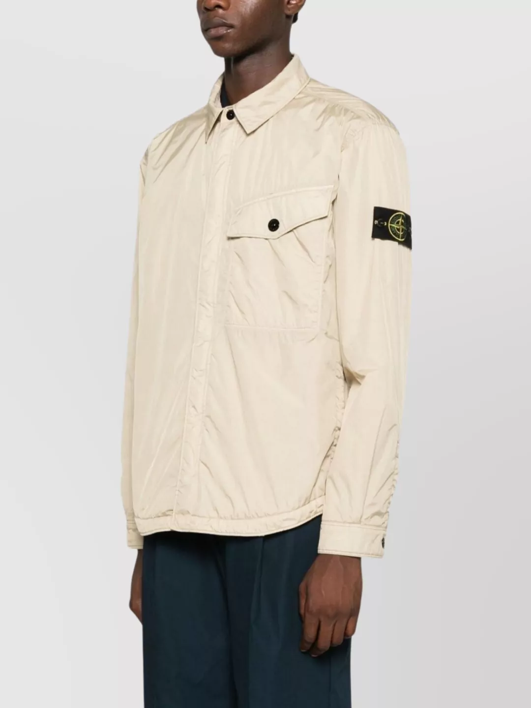 Stone Island Nylon Blouson Jacket With Long Sleeves And Collar