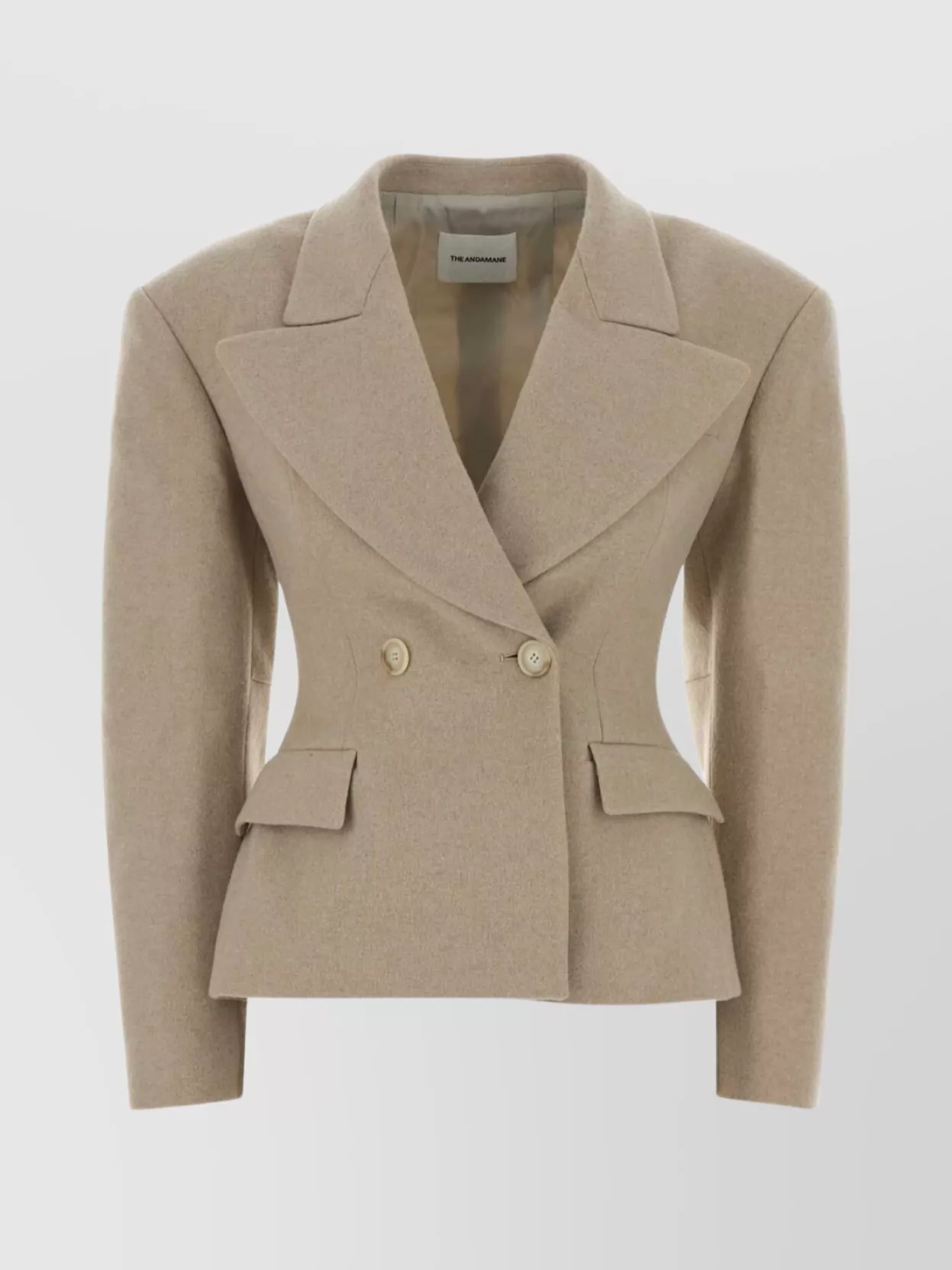 The Andamane Tailored Wool Blazer Structured Shoulders In Neutral