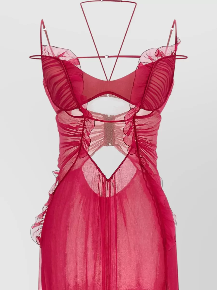 Nensi Dojaka Gown Featuring Ruffles Cutouts And Straps