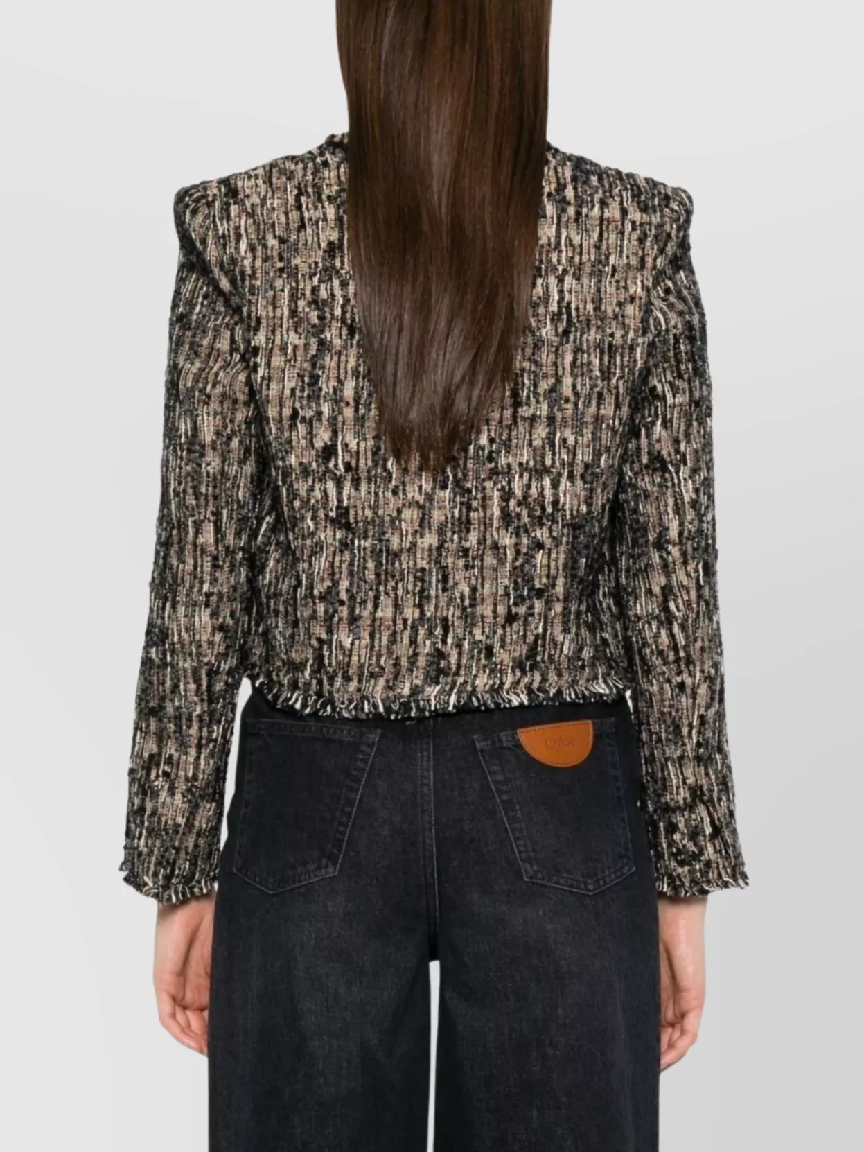 Iro Cropped Frayed Edges Long Sleeves Textured Fabric