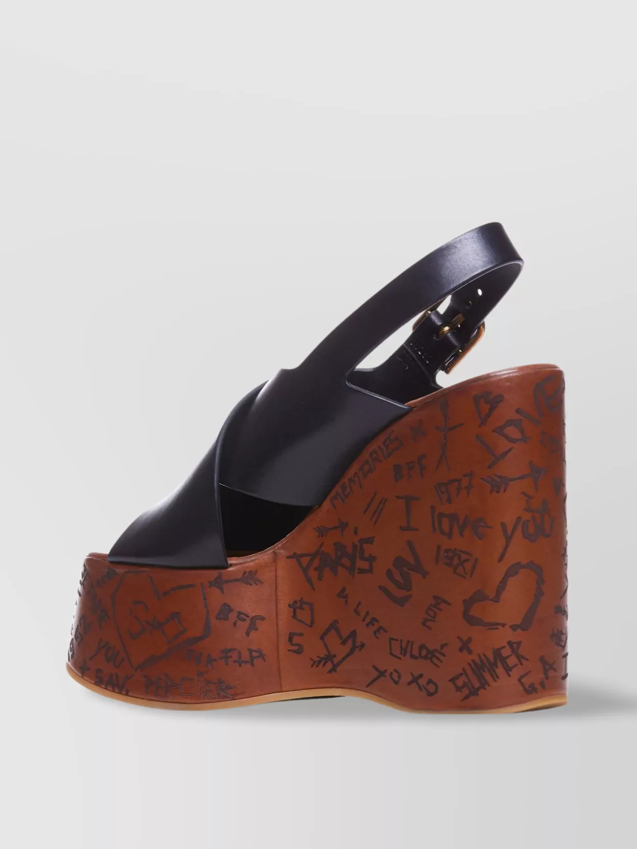 Shop Chloé Graffiti Leather Platform Sandals