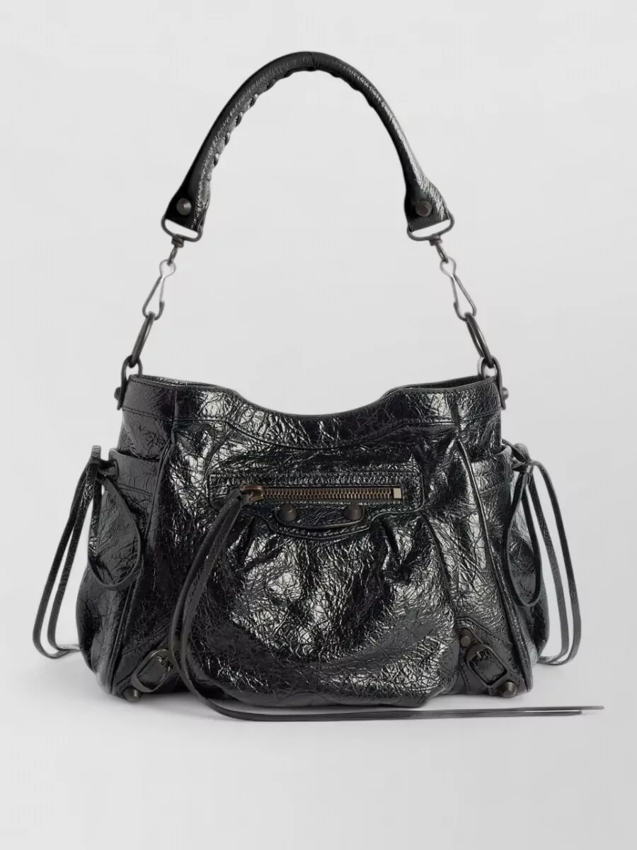 Balenciaga crush lamb leather shoulder bag