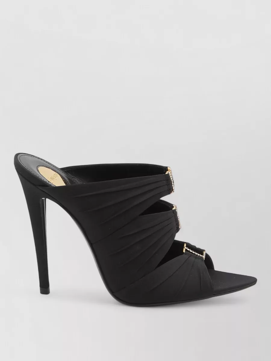 Saint Laurent Ruched Peep-Toe Mules