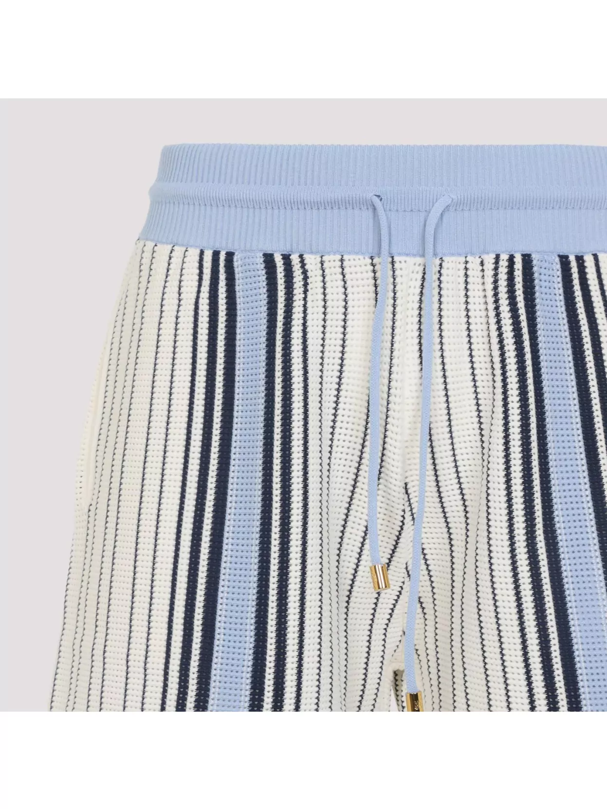 Amiri Script Stripe Knitted Shorts Drawstring In Blue