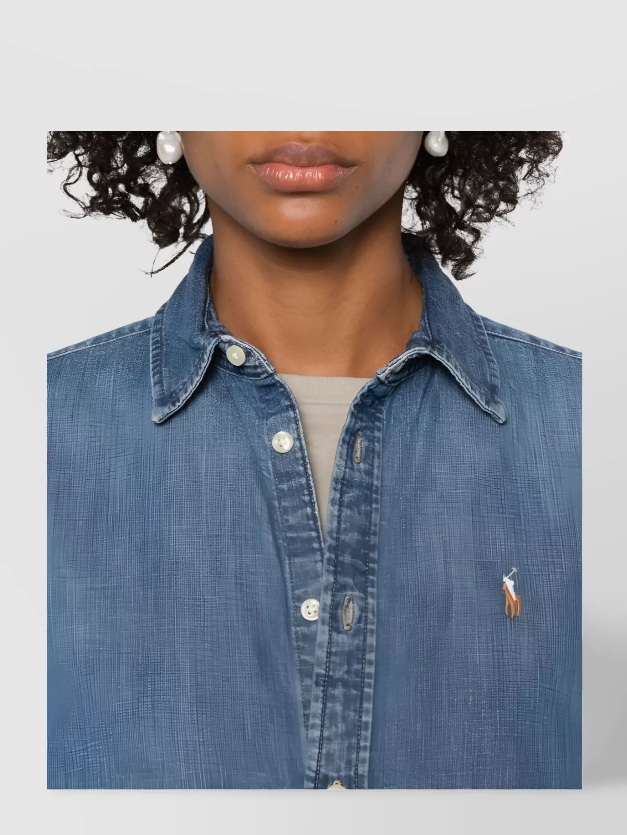 Ralph Lauren Cotton Shirt With Long Sleeves And Curved Hem