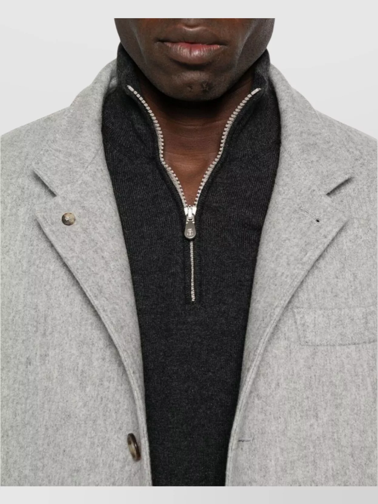Brunello Cucinelli High-Neck Cashmere Sweater With Curved Hem