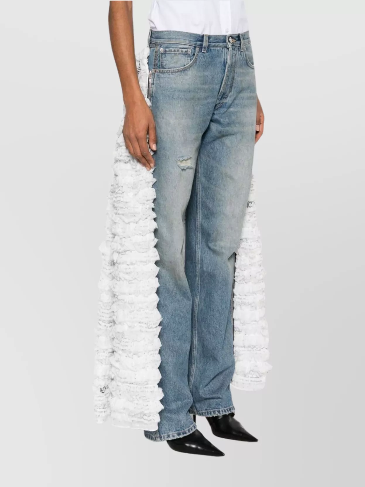 Moschino Straight Trousers With Detachable Ruffle Panels
