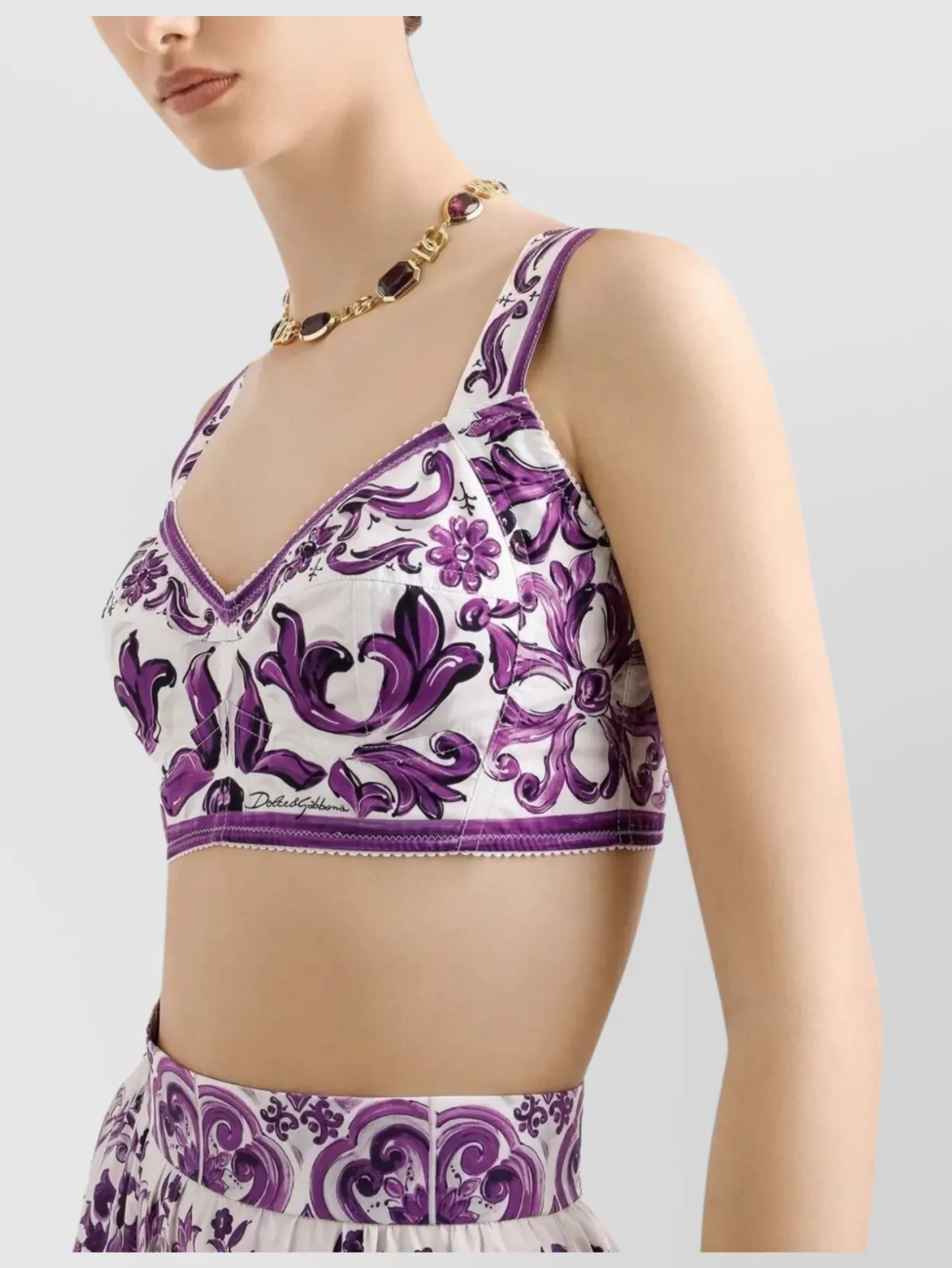 Dolce&Gabbana Graphic Print Floral Crop Top