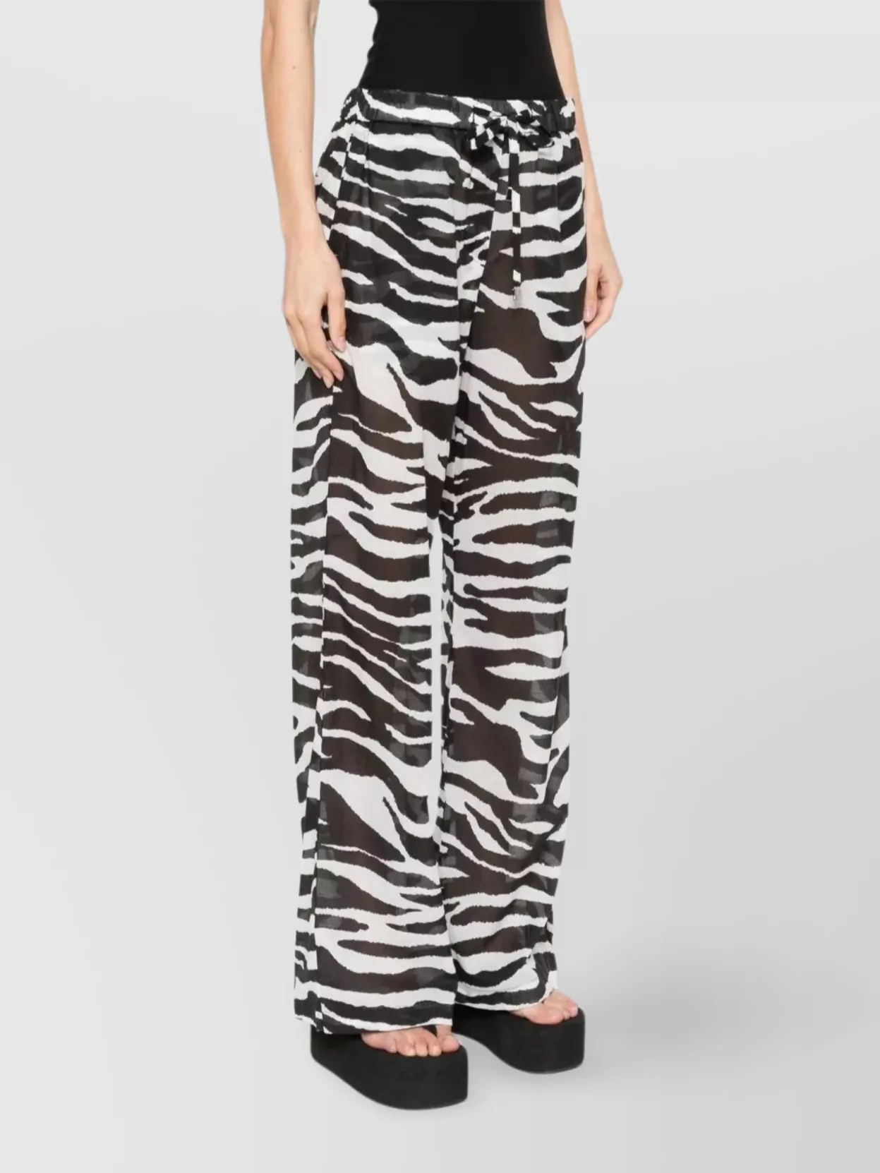 Shop Attico Zebra Print Long Trousers