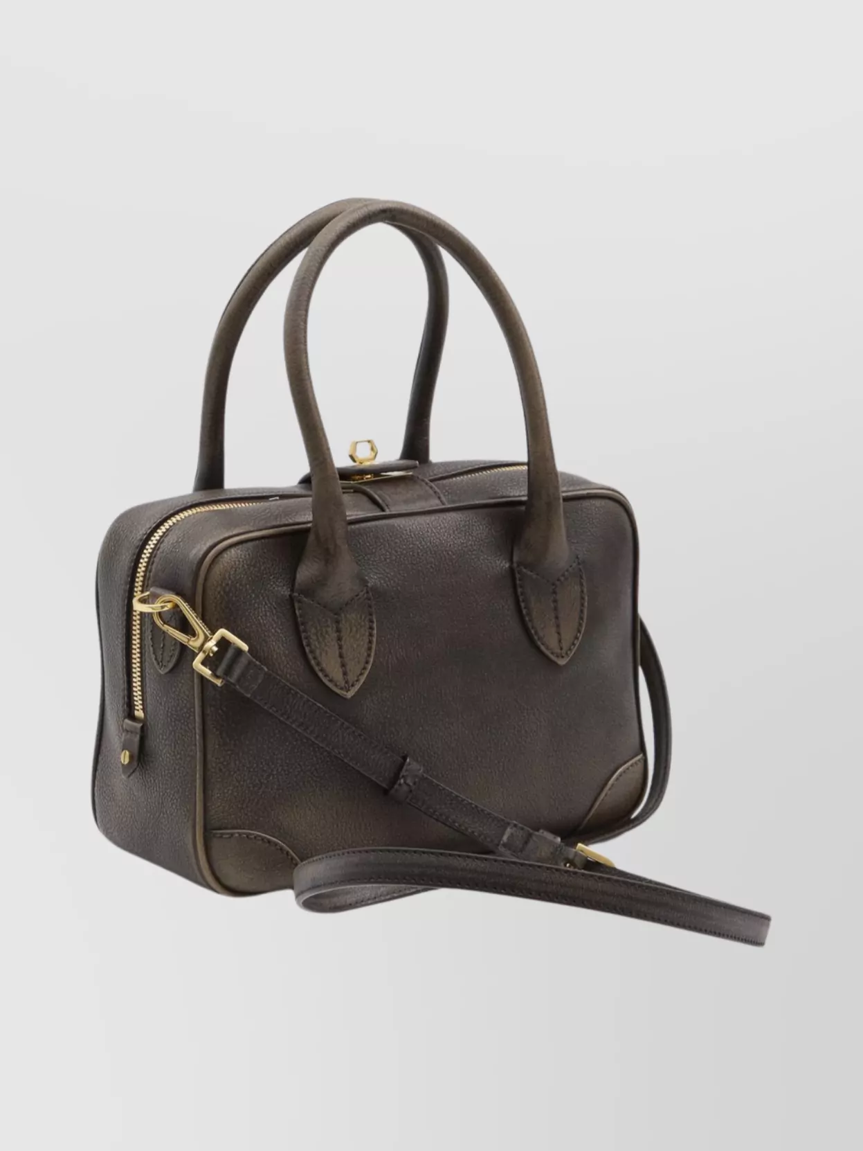 Golden Goose Vintage Leather Tote Bag With Adjustable Strap In Brown