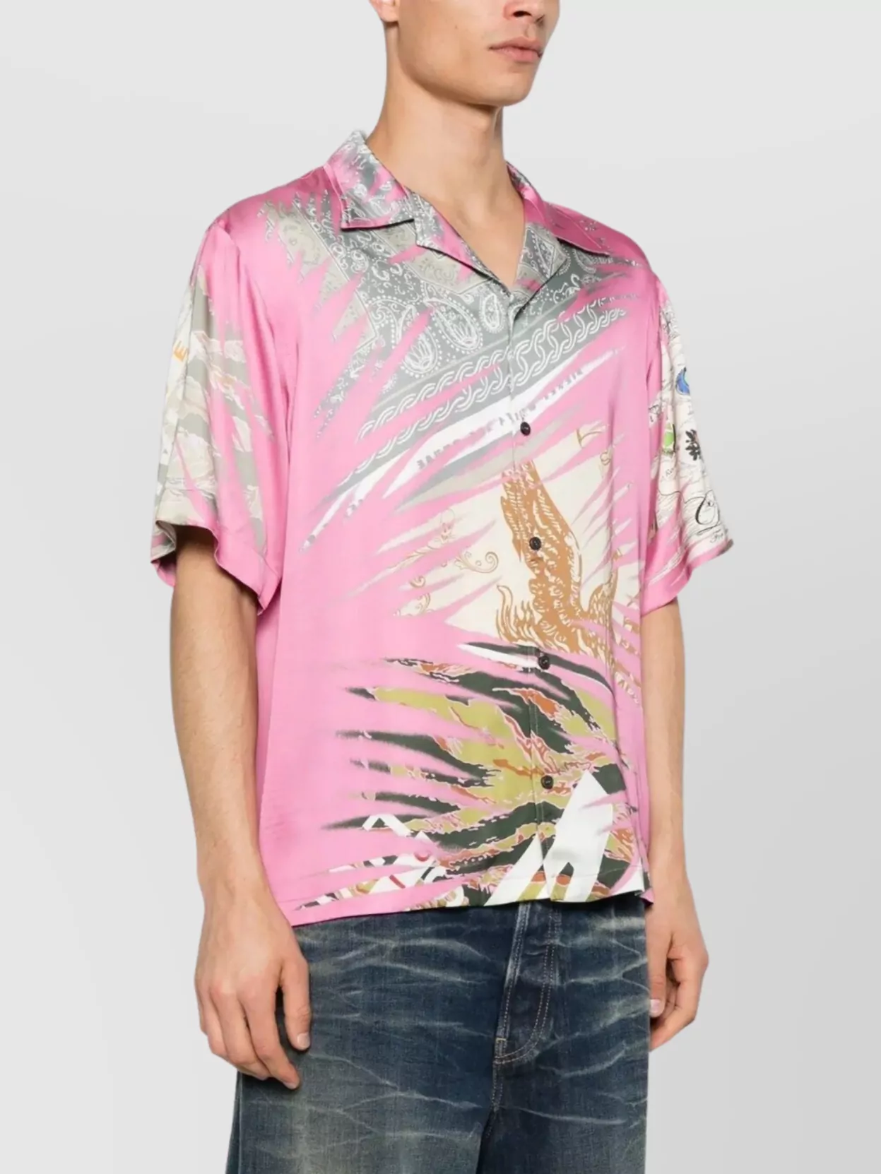 Diesel Cuban Collar Graphic Print Relaxed Fit Shirt