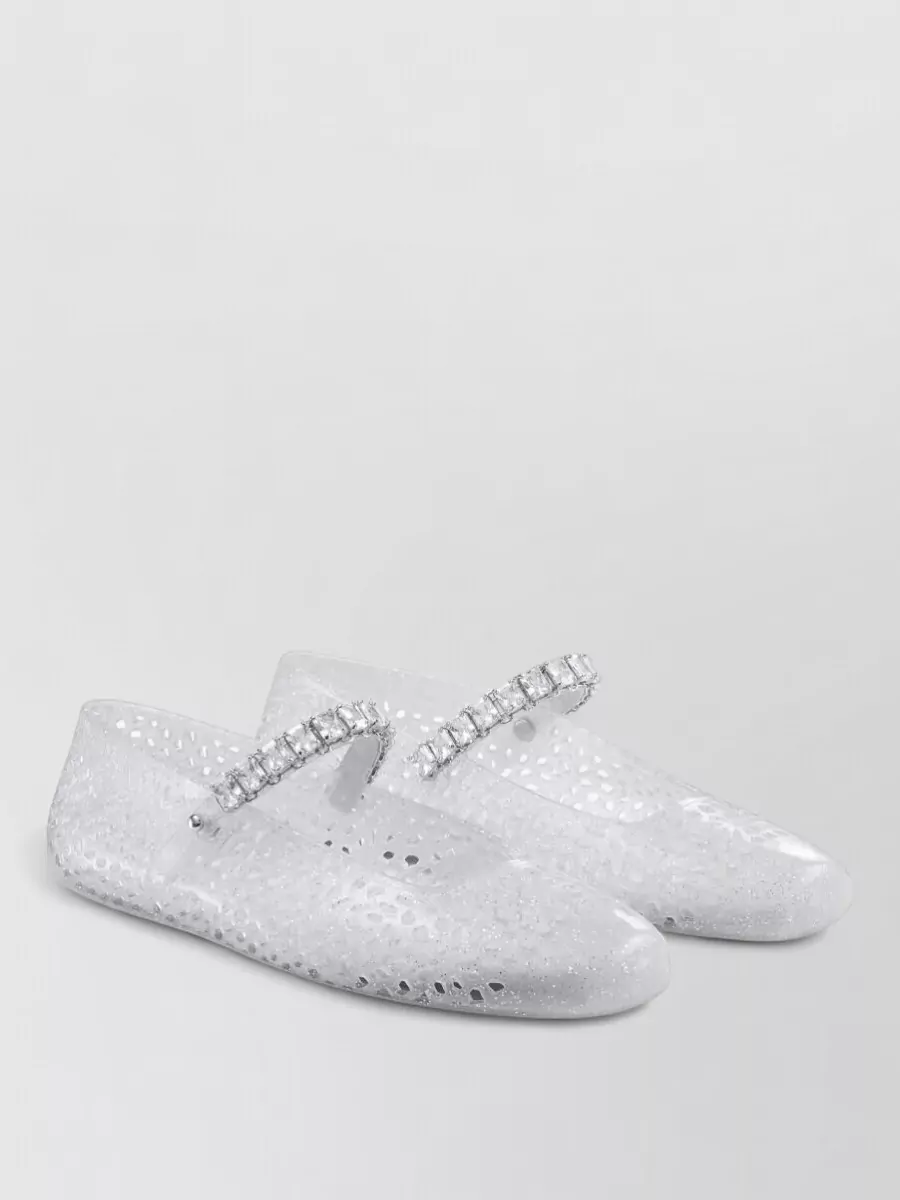 Jimmy Choo Crystal Embellished Jelly Ballerina Flats