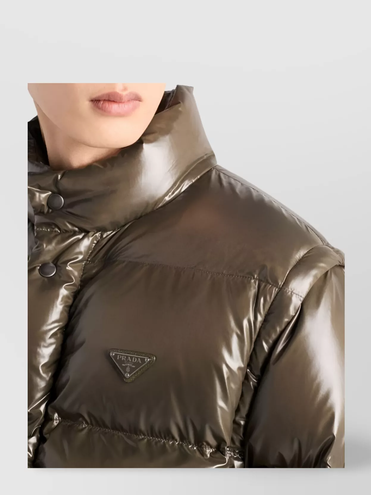 Prada Medium Weight Down Jacket With High Collar