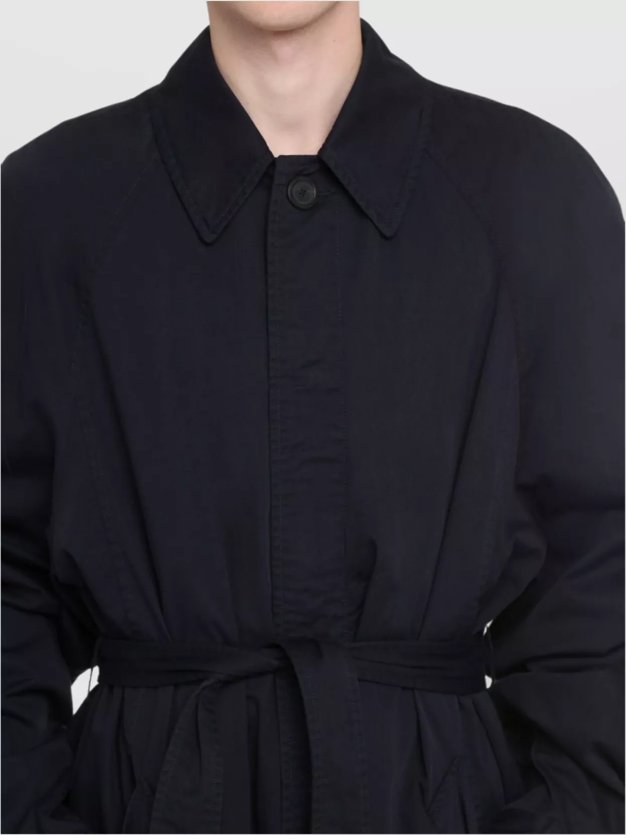 Balenciaga Deconstructed Cotton Coat Belted Waist