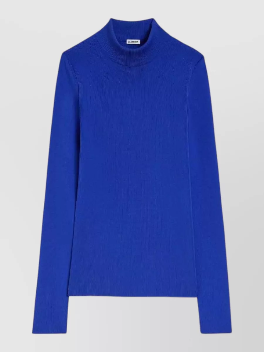 Jil Sander Ribbed Mock Neck Long Sleeve Knitted Top