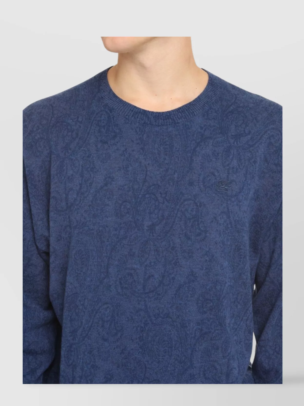 Etro Crew-Neck Wool Sweater Featuring Paisley Motif