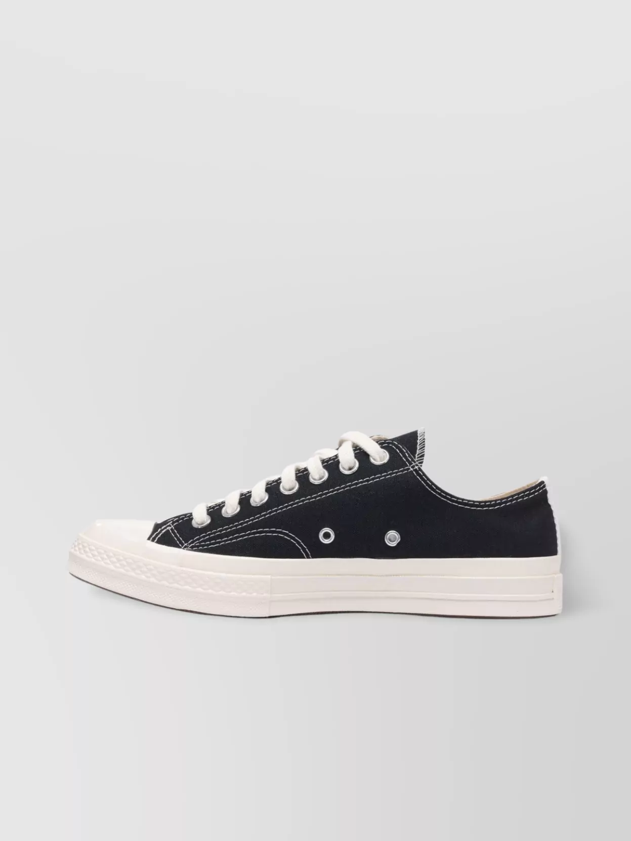 Comme Des Garçons Play Round Toe Canvas Sneakers With Contrast Stitching