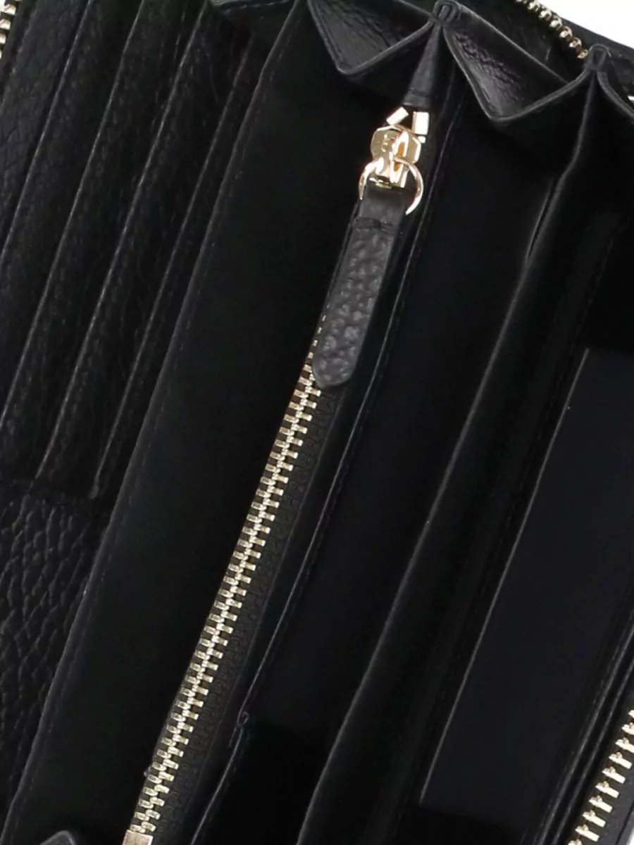 Coccinelle Pebbled Leather Wallet Gold Tone Hardware