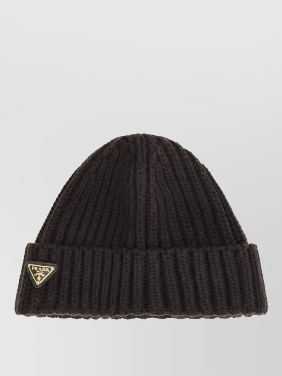 Prada virgin wool ribbed beanie
