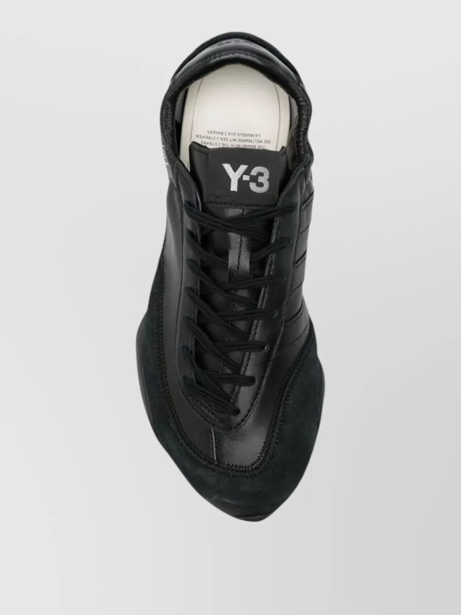 Y-3 Leather Panelled Logo-Print Lace-Up Sneakers