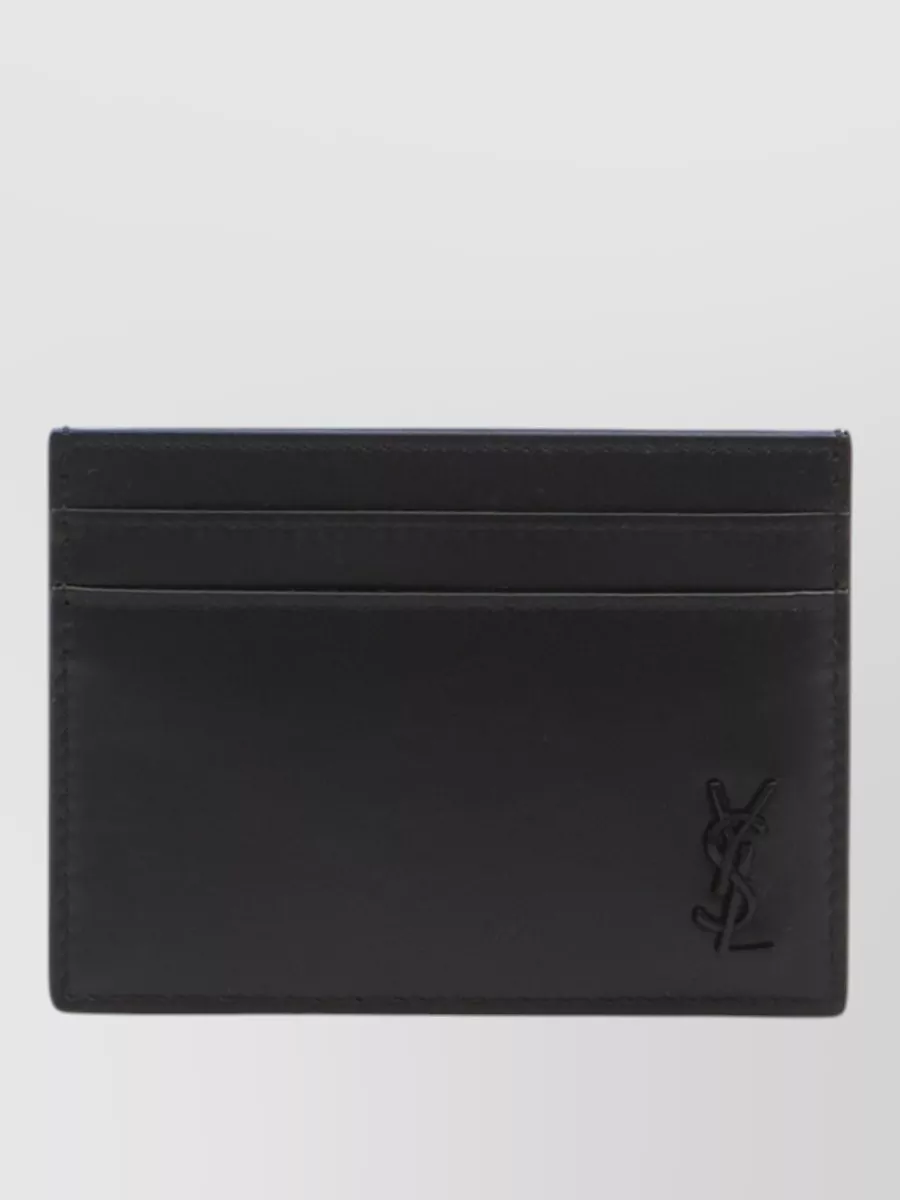 Saint Laurent Tiny Cassandre Calfskin Leather Cardholder