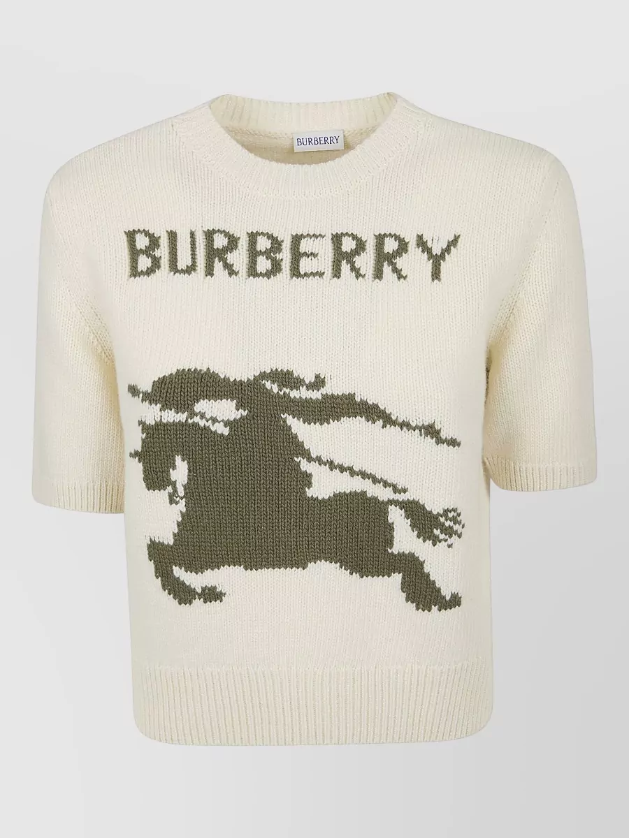 Burberry Cashmere wool short-sleeve crewneck knitted top