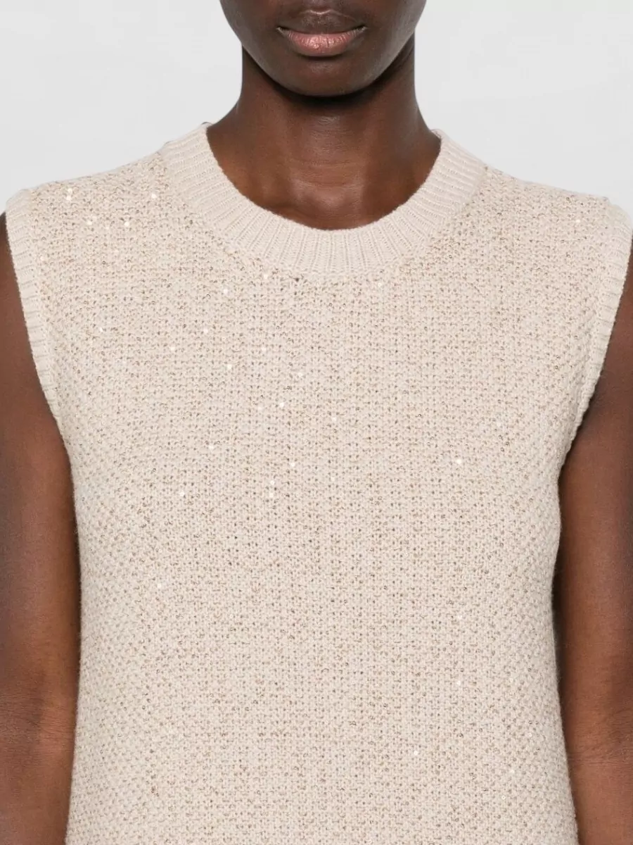 Fabiana Filippi Wool Blend Sleeveless Ribbed Knitted Short Dress
