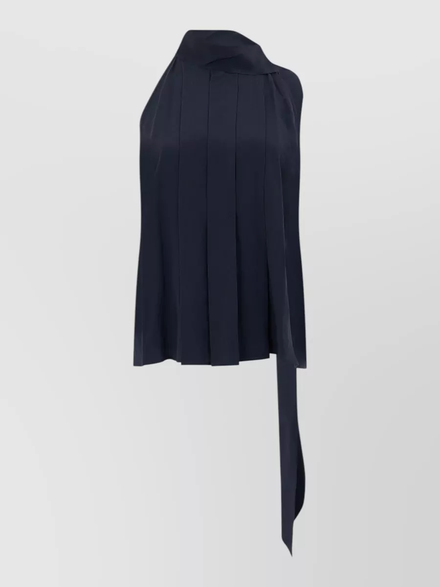 Max Mara silk asymmetric one-sleeve high-neck top