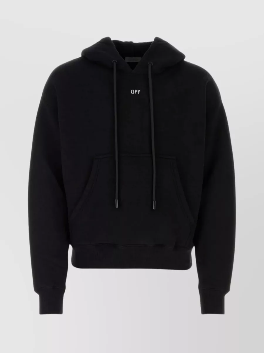 Shop Off-white Hooded Sweatshirt With Pouch Pocket In Black