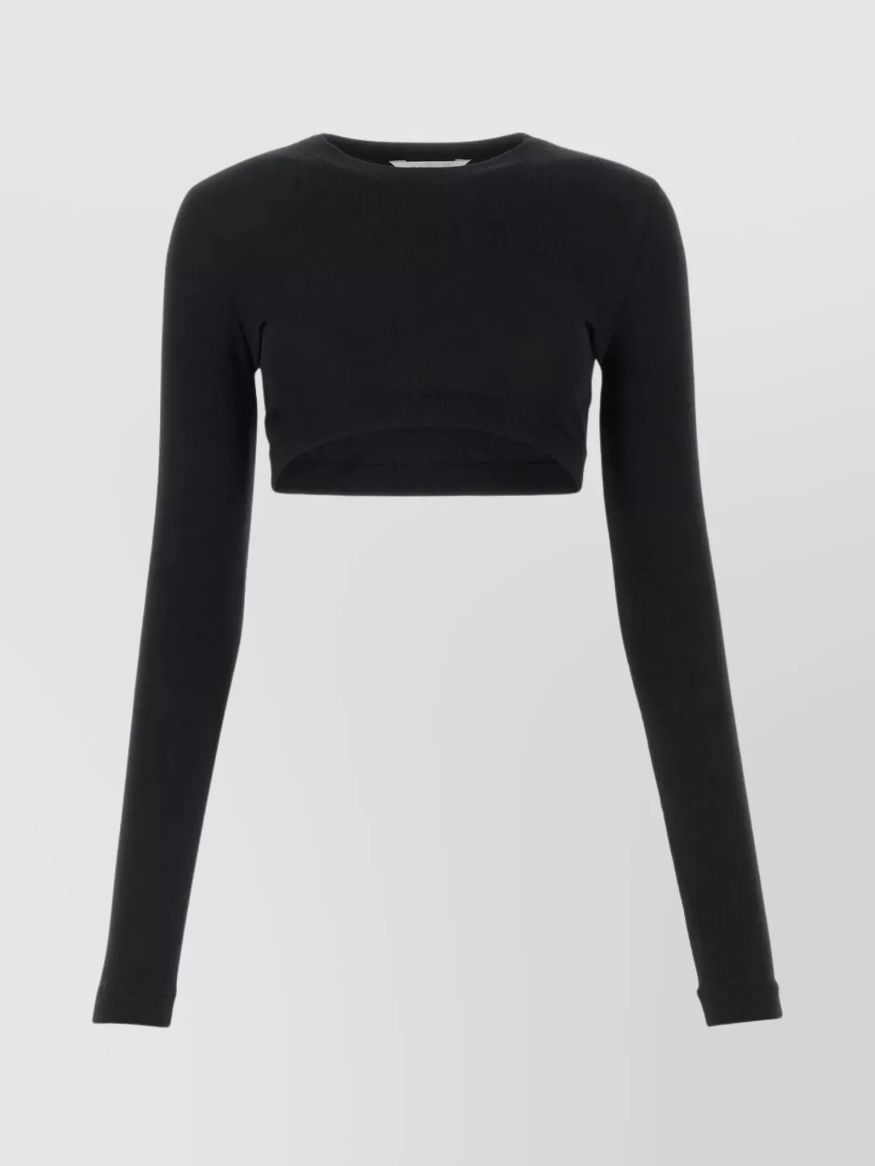 Shop Palm Angels Cotton Ribbed Crew-neck Crop Top In Black