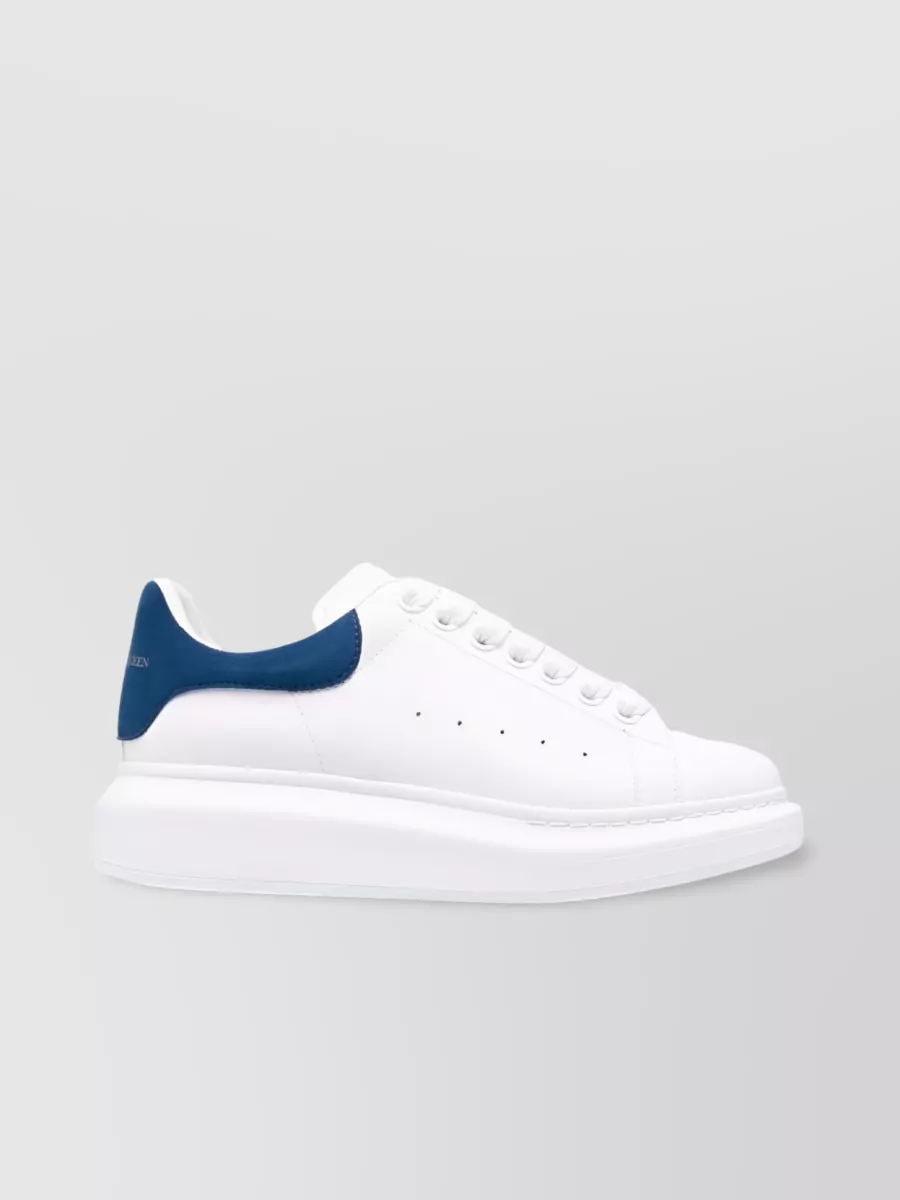 Shop Alexander Mcqueen Lace-up Leather Sneakers With Extended Rubber Sole In White
