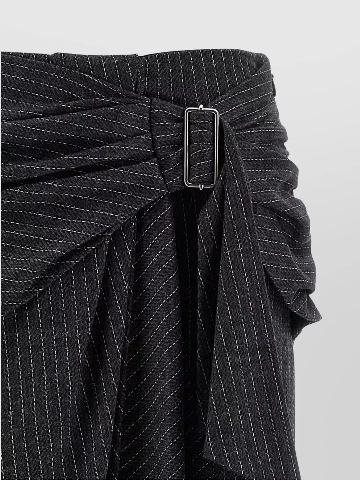 Isabel Marant Midi Skirt With Draped Design And Pinstripes In Black