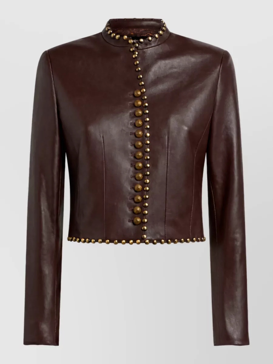 Etro studded cropped leather jacket
